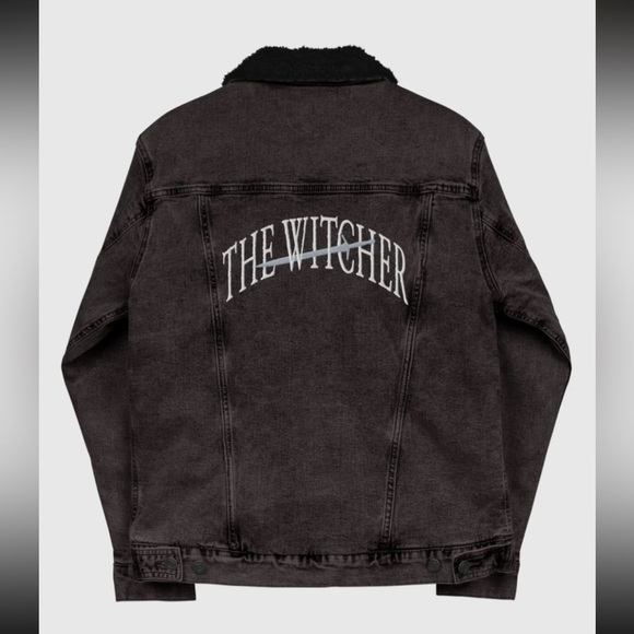 The Witcher Unisex Denim Sherpa Jacket Black - Picture 2 of 2